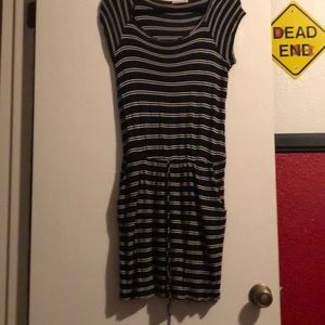 Black with White Stripes T-shirt Dress